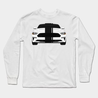 Mustang GT Oxford-White + Black Stripes Long Sleeve T-Shirt